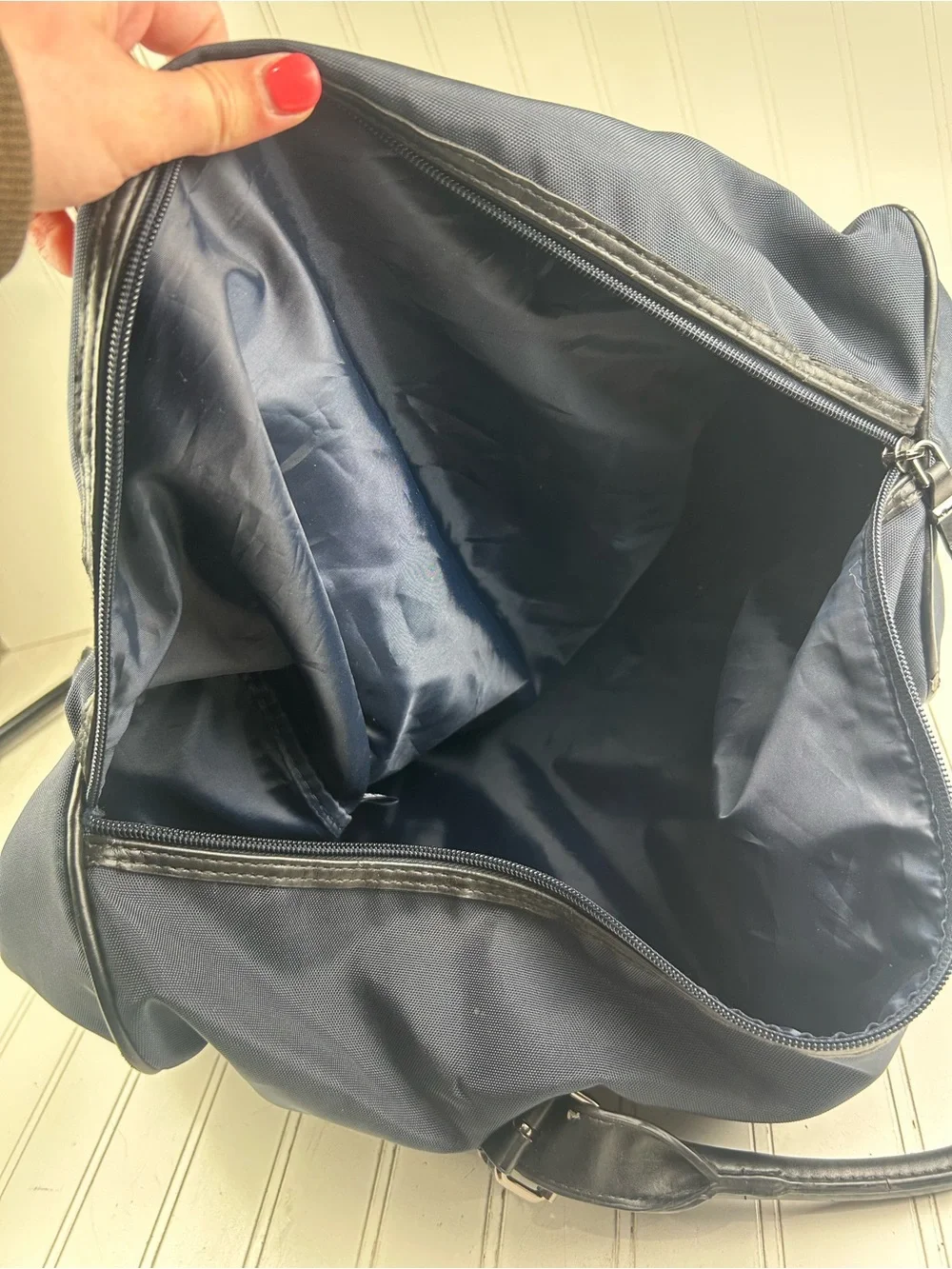 Michael Kors Unisex Jet Set Large Navy Nylon Duffle Travel Bag $220